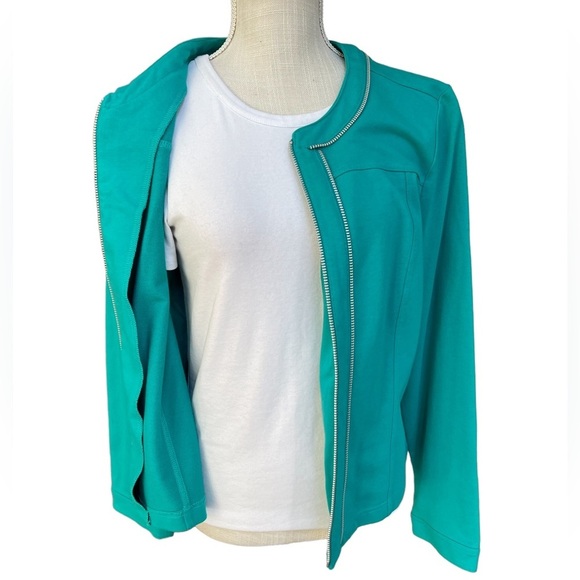 Chico's Blue Lightweight Full Zip Front Jacket Size: 2 - Picture 2 of 8